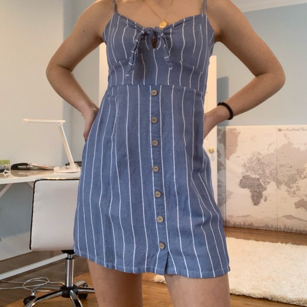 Blue sleeveless mini dress